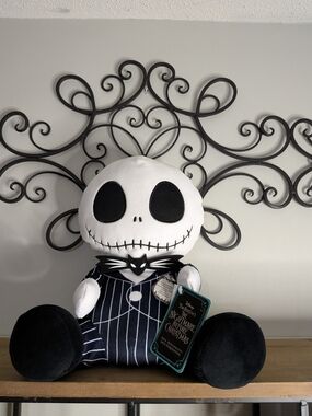 Disney Jack Skellington Weighed Plush Black&White Pinstripe